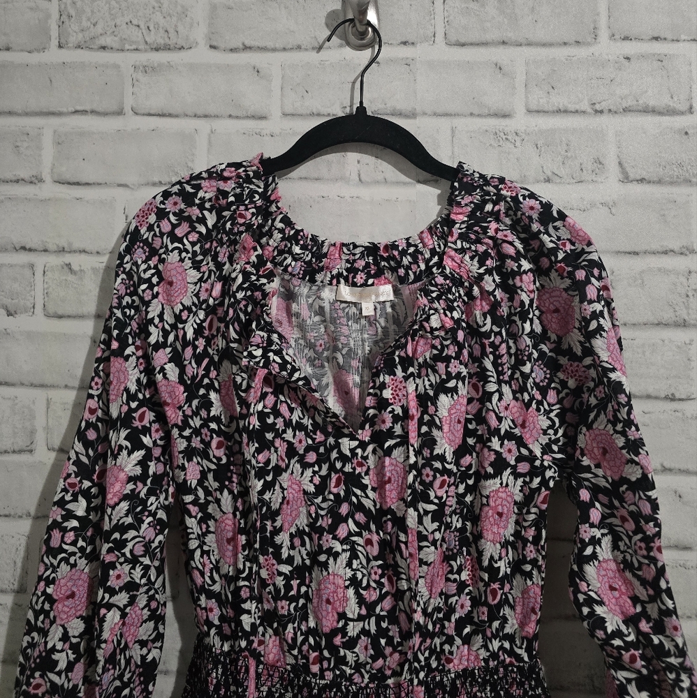 LoveShackFancy Netra Floral Mini Dress Black/Pink Floral Size XS - Picture 6 of 10